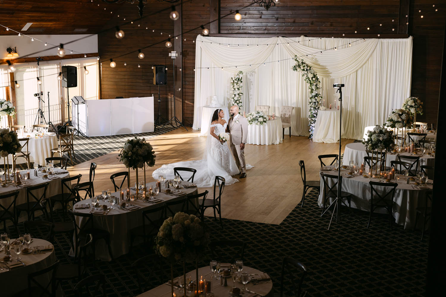 Bride and Groom First Look in Hollow Brook Ballroom