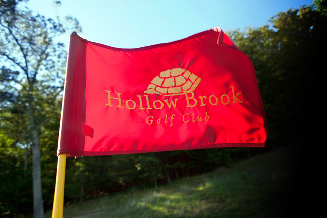 Hollow Brook Golf Club's red color flag in Cortlandt Manor, NY
