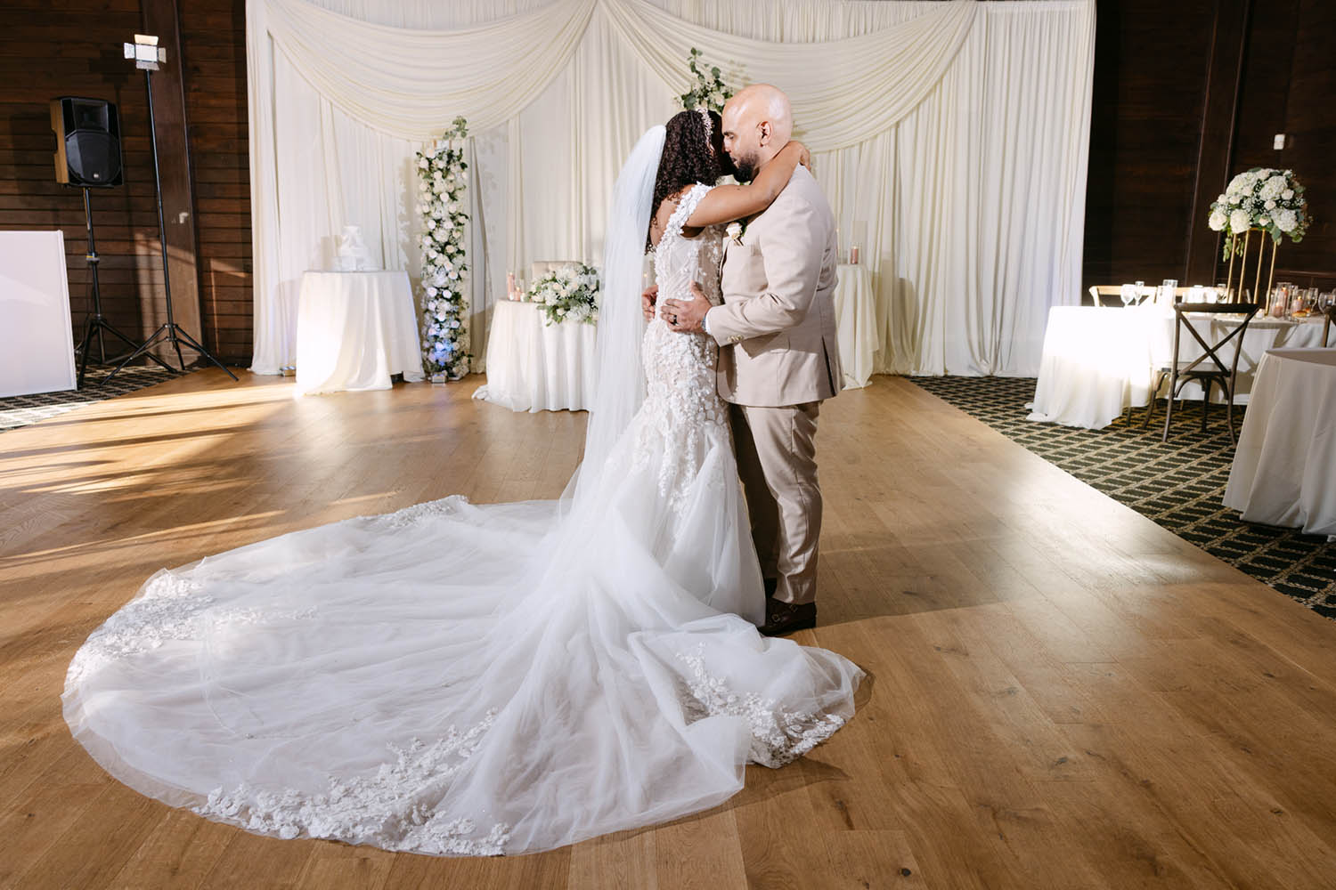 Bride and Groom Embrace