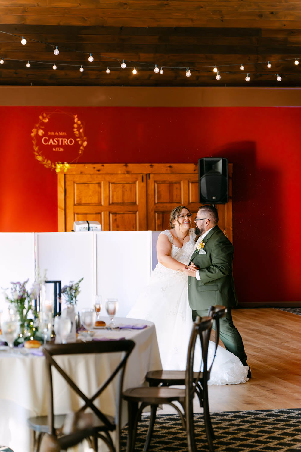 Bride and Groom in Ballroom at Hollow Brook Golf Club Wedding