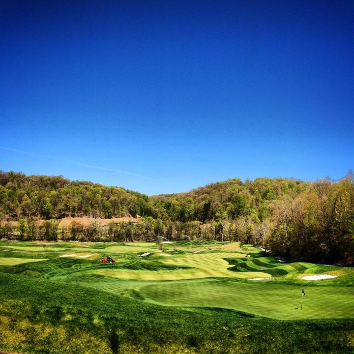 The lush green, tree-lined golf course at Hollow Brook Golf Club in Cortlandt Manor, NY